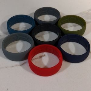 Set of 7 Silicone Wedding Bands - Mens